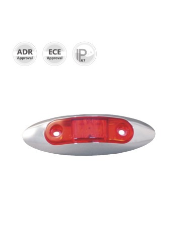 GALIBO TRASERO LED 12V ROJO REFERENCIA 22322RK CON MARCO CROMADO