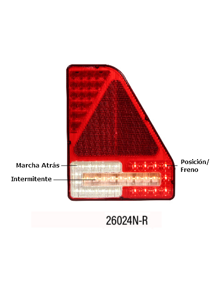 PILOTO TRASERO LED 12/24V DERECHO MARCHA ATRAS REFERENCIA 26024N-R