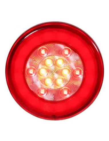 Round rear combination light with position, stop and indicator functions