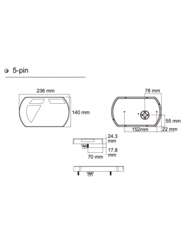 PILOTO TRASERO LED 12V DERECHO 5 PINS REFERENCIA 26060P5RH-2LHD