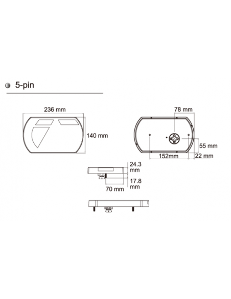 PILOTO TRASERO LED 12V DERECHO 5 PINS REFERENCIA 26060P5RH-2LHD