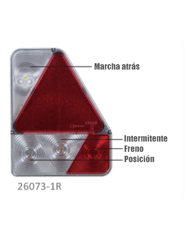 PILOTO TRASERO LED 12V DERECHO MARCHA ATRÁS REFERENCIA 26073-1R