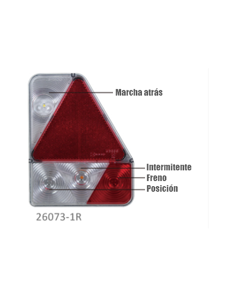 PILOTO TRASERO LED 12V DERECHO MARCHA ATRÁS REFERENCIA 26073-1R