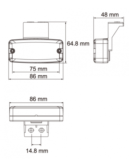 GALIBO LATERAL LED 12/24V AMBAR CON SOPORTE REFERENCIA 26254A-V