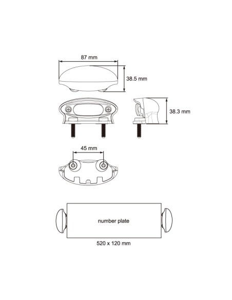 LICENSE PLATE LED LIGHT 12/24V WITH SPACER