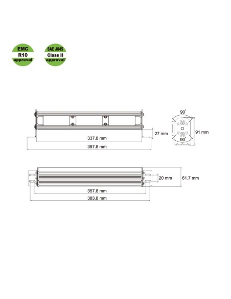 BARRA ESTROBOSCOPICA LED 9/32V AMBAR REFERENCIA 26907CA-BV