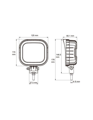 FARO TRABAJO LED RECTANGULAR ROJO 9/32V 2160 LUM 22W REFERENCIA 22807R