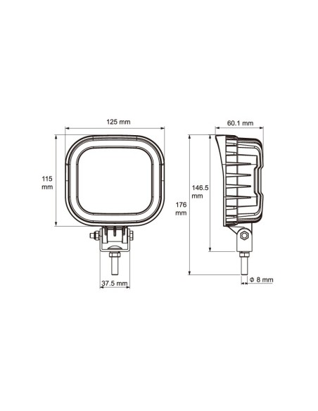 FARO TRABAJO LED RECTANGULAR ROJO 9/32V 2160 LUM 22W REFERENCIA 22807R