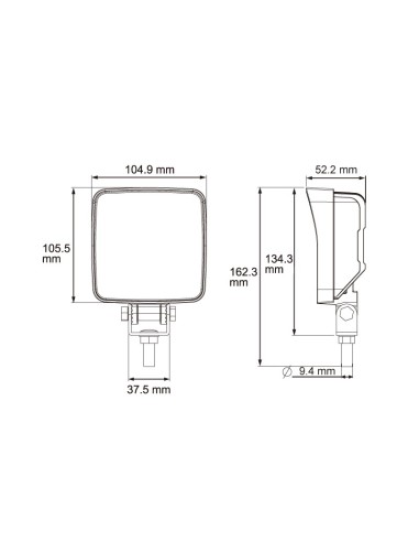 FARO DE TRABAJO LED 9/32V CUADRADO 6 LED 1440LUM 18W REFERENCIA 22809