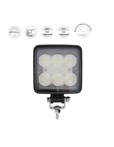 FARO DE TRABAJO LED 9/32V CUADRADO 6 LED 1440LUM 18W REFERENCIA 22809