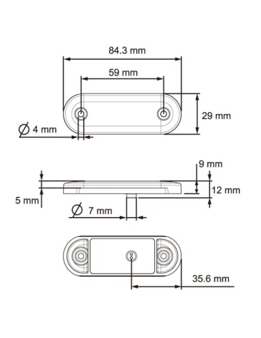 GALIBO TRASERO LED 12/24V ROJO SIN MARCO REFERENCIA 26260R-V
