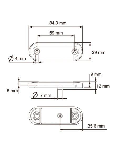 GALIBO TRASERO LED 12/24V ROJO SIN MARCO REFERENCIA 26260R-V
