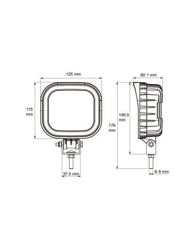 FARO DE TRABAJO LED 12/80V RECTANGULAR 2160LUM 22W REFERENCIA 22818