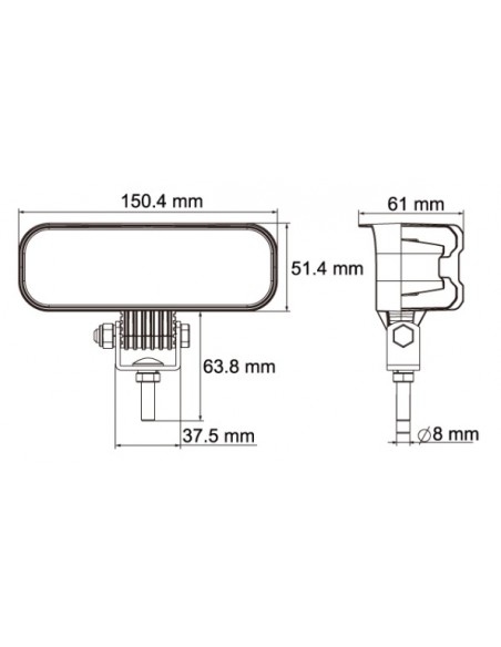 FARO DE TRABAJO LED 9/32V RECTANGULAR 1440LUM 19W REFERENCIA 22825